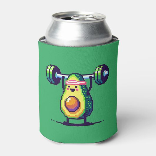 Avocardio Workout - eigenzinnige 8-bit Fitness Avo Blikjeskoeler (Blikje Voorkant)