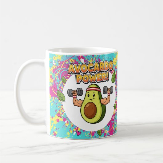 Avocardo Power Funny Cartoon Design Koffiemok (Links)