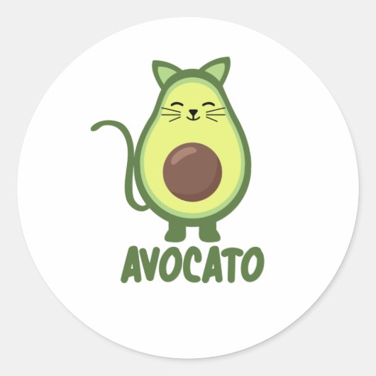Avocato Avocado Cat Funny Food Green Ronde Sticker (Voorkant)