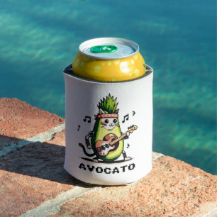 Avocato Bassist - Punk Cat Avocado Pixel Art Blikjeskoeler