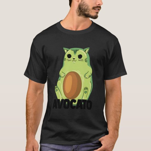 Avocato Cat Avocado Food Pun Fruit Vegans Cat T-shirt (Voorkant)