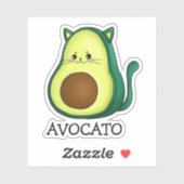 Avocato Cat Avocado Pun Custom-Cut Vinyl Sticker (Vel)