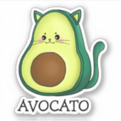 Avocato Cat Avocado Pun Custom-Cut Vinyl Sticker (Voorkant)