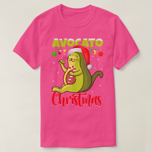 Avocato Cat Lover Xmas Licht Santa Avocado Cat Ch T-shirt (Design voorkant)
