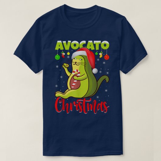 Avocato Cat Lover Xmas Licht Santa Avocado Cat Ch T-shirt (Design voorkant)