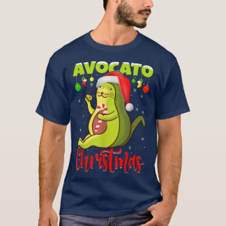 Avocato Cat Lover Xmas Licht Santa Avocado Cat Ch T-shirt