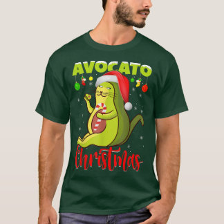 Avocato Cat Lover Xmas Licht Santa Avocado Cat Ch T-shirt