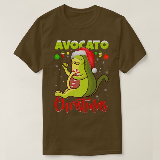 Avocato Cat Lover Xmas Licht Santa Avocado Cat Ch T-shirt (Design voorkant)