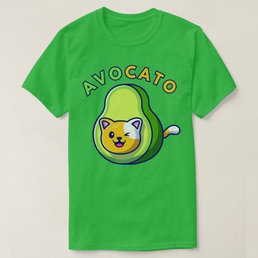 Avocato Funny Cute Cat Avocado Vegan en Cat Lover T-shirt (Design voorkant)