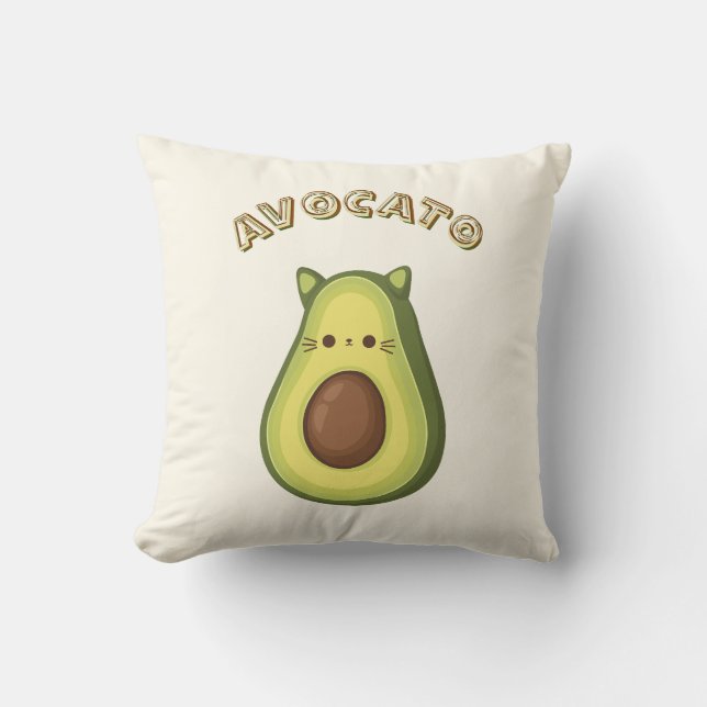 AVOCATO – Grappig Schattige Cat & Avocado Lovers K Kussen (Voorkant)