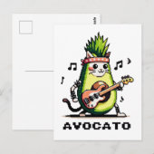 Avocato - Grappige Pixel Art Avocado Kat spelen Ba Briefkaart (Voorkant / Achterkant)