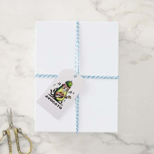 Avocato - Grappige Pixel Art Avocado Kat spelen Ba Cadeaulabel (Met Touw)