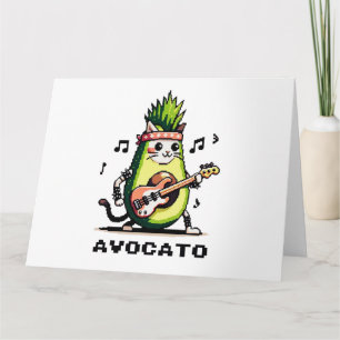Avocato - Grappige Pixel Art Avocado Kat spelen Ba Kaart