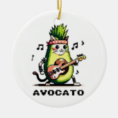 Avocato - Grappige Pixel Art Avocado Kat spelen Ba Keramisch Ornament (Voorkant)