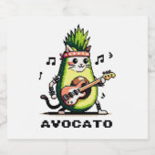 Avocato - Grappige Pixel Art Avocado Kat spelen Ba Likeurfles Etiket (Enkel label)