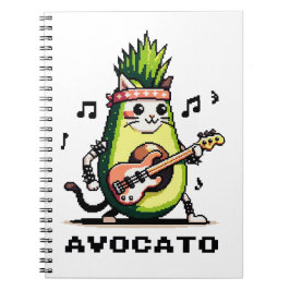 Avocato - Grappige Pixel Art Avocado Kat spelen Ba Notitieboek