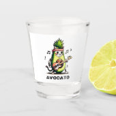 Avocato - Grappige Pixel Art Avocado Kat spelen Ba Shot Glas (Voorkant)