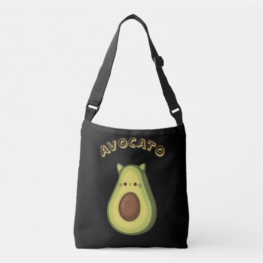 AVOCATO - Grappige Schattigee Cat & Avocado Lovers Crossbody Tas (Voorkant)
