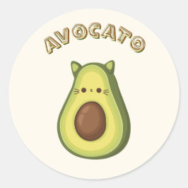 AVOCATO - Grappige Schattigee Cat & Avocado Lovers Ronde Sticker