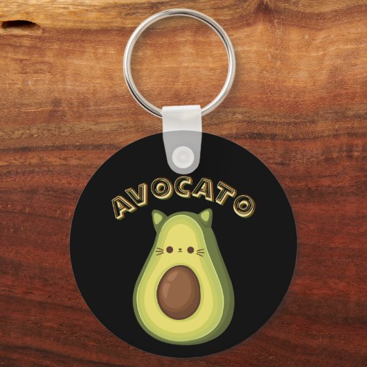 AVOCATO - Grappige Schattigee Cat & Avocado Lovers Sleutelhanger (Voorkant)
