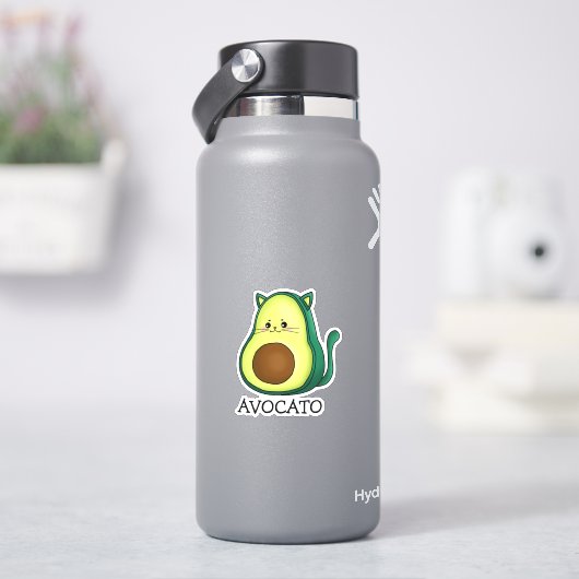 Avocato Kat Avocado Grap Custom-Gesneden Vinyl Sti Sticker (HydroFlask)