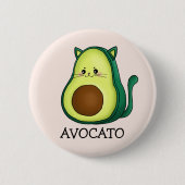 Avocato Kat Avocado Woordgrap Ronde Button 5,7 Cm (Voorkant)
