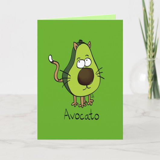 Avocato Schattigee Avocado Cat Funny Wenskaart Kaart (Voorkant)