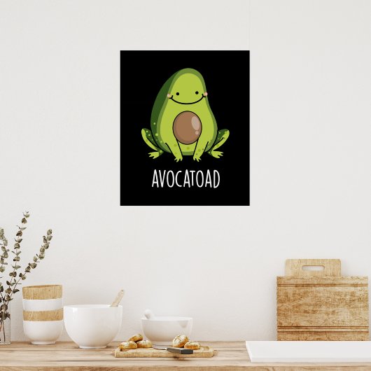 Avocatoad Grappige Avocado Toad Pun Dark BG Poster (Keuken)