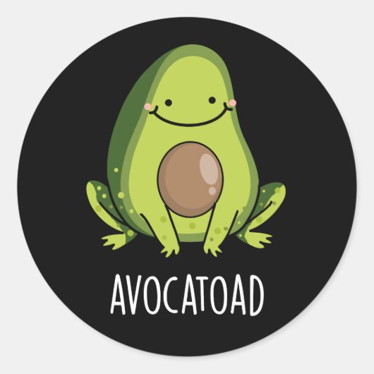 Avocatoad Grappige Avocado Toad Pun Dark BG Ronde Sticker (Voorkant)