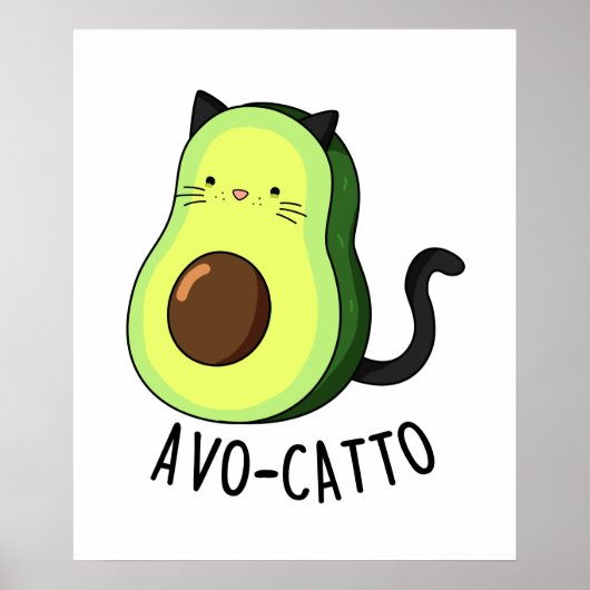 Avocatto Cute Avocado Cat Pun Poster (Voorkant)