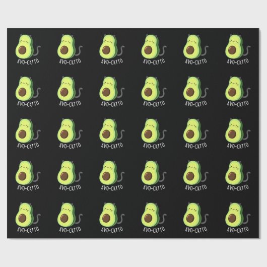 Avocatto Funny Avocado Cat Pun Dark BG Cadeaupapier (Vlak)
