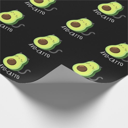 Avocatto Funny Avocado Cat Pun Dark BG Cadeaupapier (Hoek)