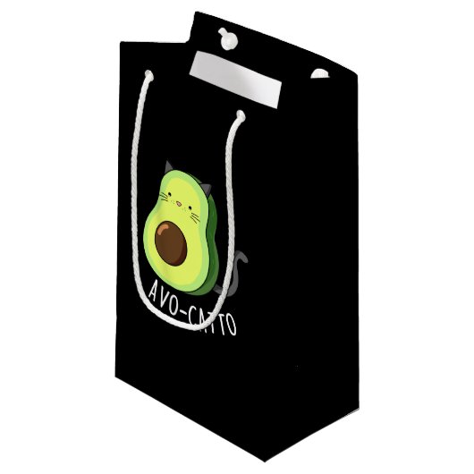 Avocatto Funny Avocado Cat Pun Dark BG Klein Cadeauzakje (Voorkant Gekanteld)