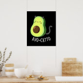 Avocatto Funny Avocado Cat Pun Dark BG Poster (Keuken)