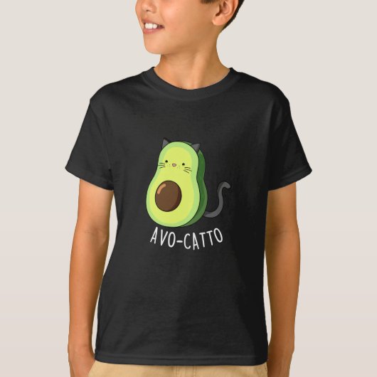 Avocatto Funny Avocado Cat Pun Dark BG T-shirt (Voorkant)