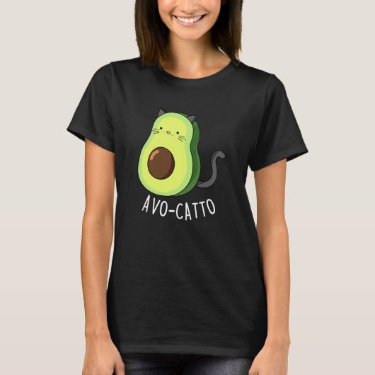 Avocatto Funny Avocado Cat Pun Dark BG T-shirt (Voorkant)