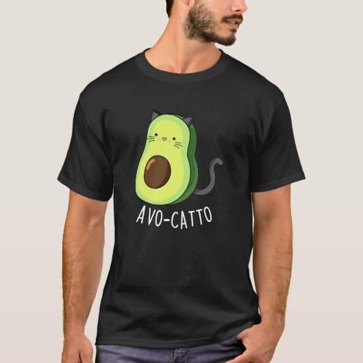 Avocatto Funny Avocado Cat Pun Dark BG T-shirt (Voorkant)