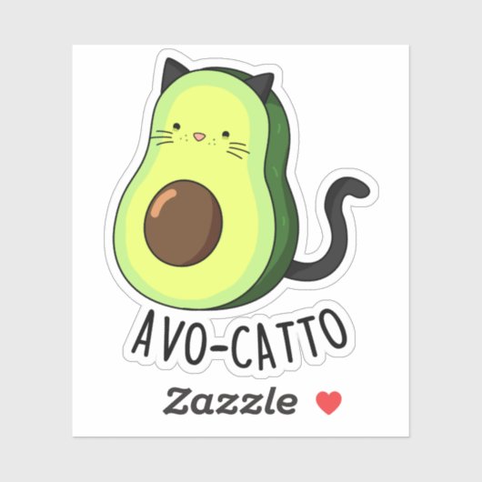 Avocatto Grappige Avocado Cat Pun Sticker (Vel)