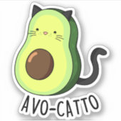 Avocatto Grappige Avocado Cat Pun Sticker (Voorkant)