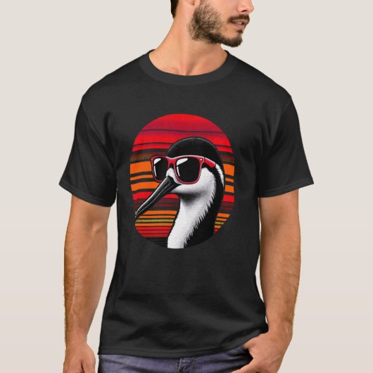 Avocet Bird Zonnebril Sunset Retro Style T-shirt (Voorkant)