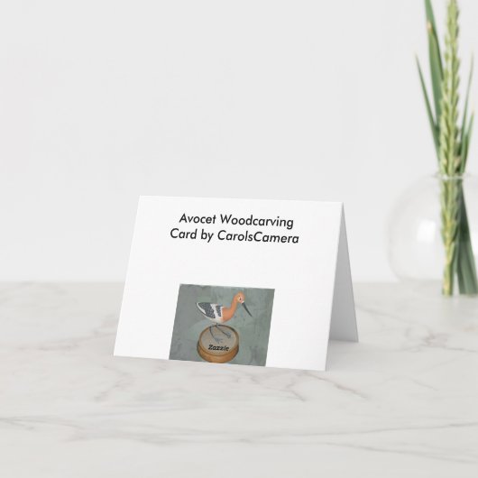 Avocet houtsnijwerk Note Kaart (Achterkant)