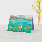 Avocet Lake Shore Birds Happy Birthday Kaart (Gele Bloem)