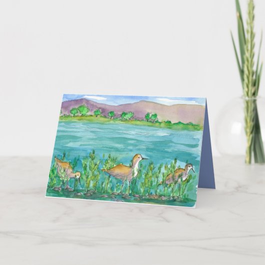 Avocet Lake Shore Birds Happy Birthday Kaart (Voorkant)