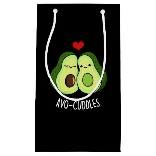 Avocuddles Funny Avocado Couple Pun Dark BG Klein Cadeauzakje (Voorkant)