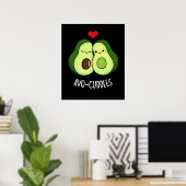 Avocuddles Funny Avocado Couple Pun Dark BG Poster (Thuiskantoor)
