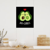 Avocuddles Funny Avocado Couple Pun Dark BG Poster (Keuken)