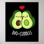 Avocuddles Funny Avocado Couple Pun Dark BG Poster (Voorkant)
