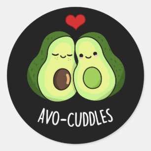 Avocuddles Funny Avocado Couple Pun Dark BG Ronde Sticker
