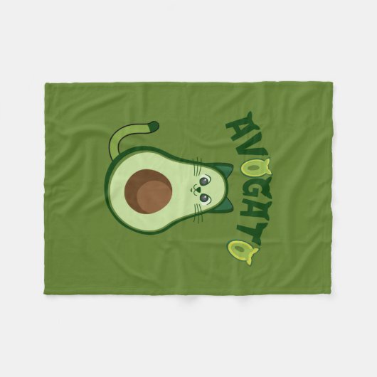 Avogato Cat | Cute en Funny Avocado Cat | Aguacat Fleece Deken (Voorkant (Horizontaal))