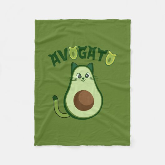Avogato Cat | Cute en Funny Avocado Cat | Aguacat Fleece Deken (Voorkant)